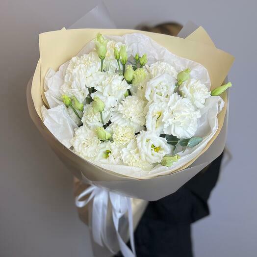 White Dianthus and Eustoma Bouquet-1943