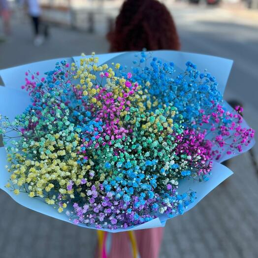 Rainbow gypsophila bouquet