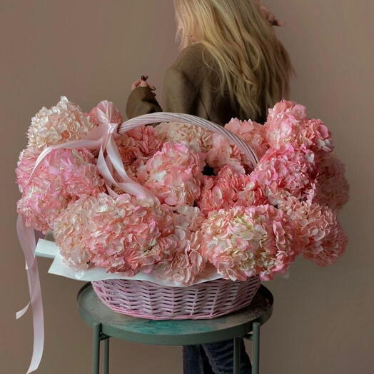 A delicate composition with 23 hydrangeas