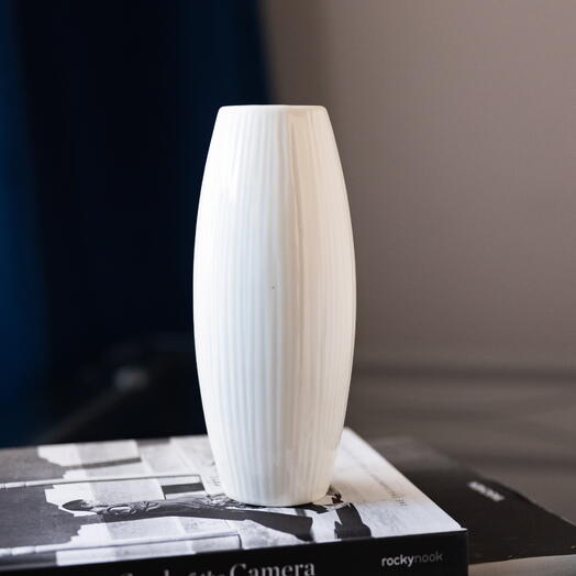 Simple Style Straight White Ceramic Vase