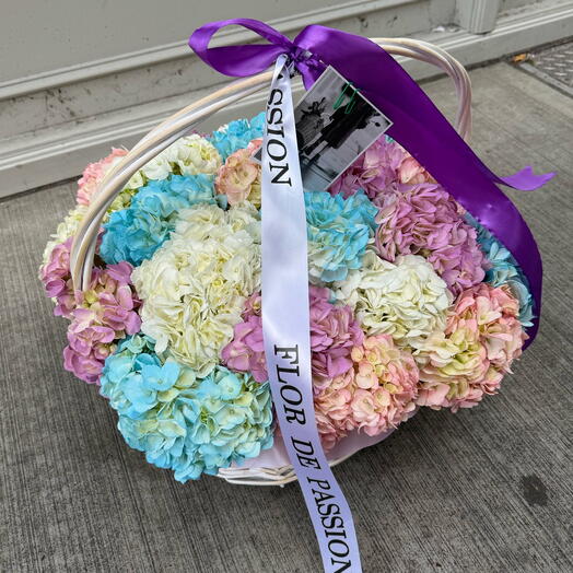 Hydrangeas in a basket