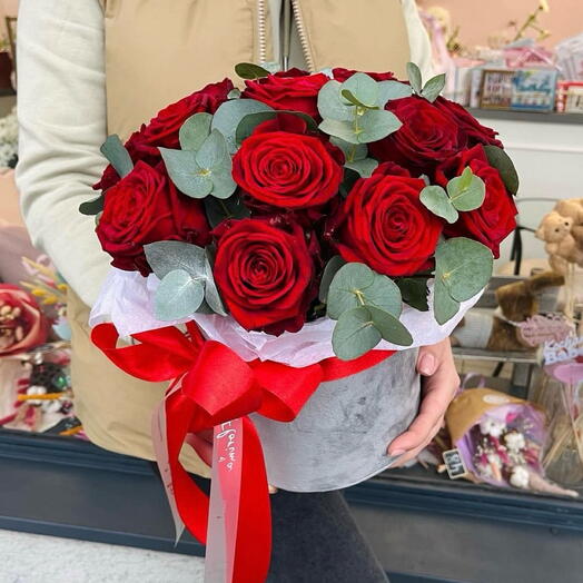 Red roses in the flowerbox